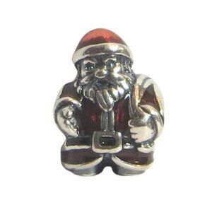 Pandora Christmas Saint Nick Santa Claus Red Enamel & SS .925 Charm 791231ENMX